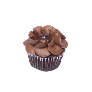 Edelweiss Chocolate Cupcake Chocolate Frosting Filled Solo Angle -57